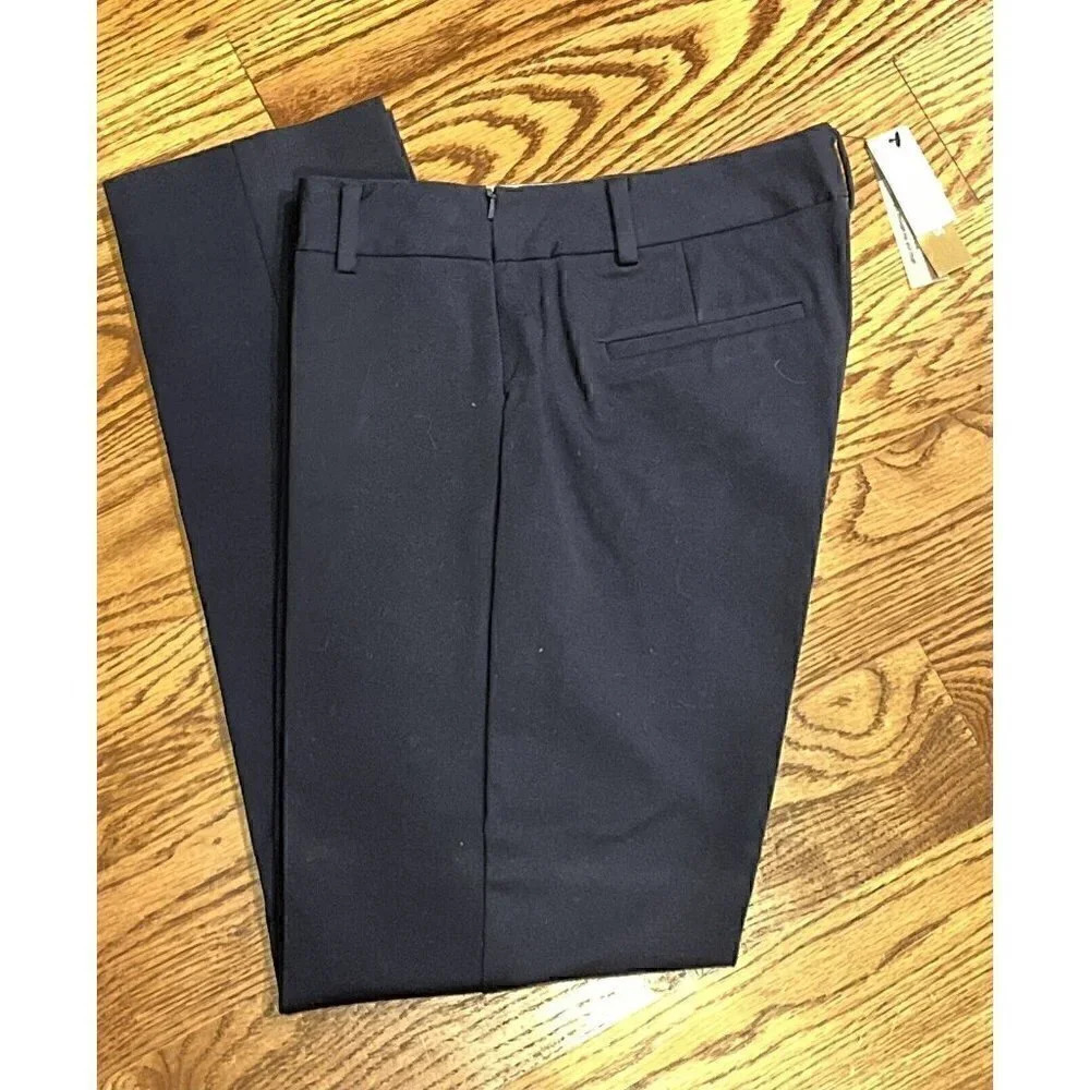 Talbots Dress Pants Womens 4 Navy Heritage Straight Leg Side Zip Stretch NEW.C1